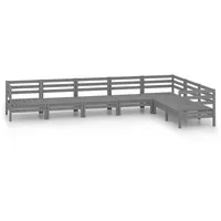 vidaXL 7-tlg Garten-Lounge-Set Massivholz Kiefer Grau