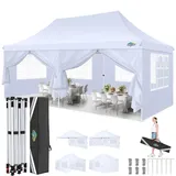 3x6m Pavillon, COBIZI Faltpavillon 3x6 Wasserdicht Stabil mit 6 Seitenteilen,Upgrade-Hochdach und Tragetasche, Gartenpavillon Partyzelt für Garten, Party, Festival, Hochzeit, UV50+, Weiß