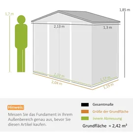 Outsunny Gerätehaus Pultdach 2,13 x 1,08 m Grau