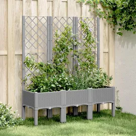 vidaXL Pflanzkübel mit Rankgitter 120 x 40 x 142 cm Hellgrau