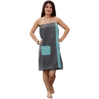 Sauna Frottee Kilt Sarong M-XXL Damen von JEMIDI 100% Baumwolle Saunakilt Saunasarong Saunatuch (Damen Grau/Mint)