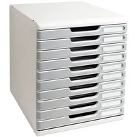 Exacompta 302041D Ablagebox mit 10 Schubladen für DIN A4+ Dokumente. Belastbare Schubladenbox mit hoher Kapazität für mehr Platz auf dem Schreibtisch grau/steingrau