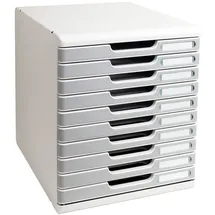 Exacompta 302041D Ablagebox mit 10 Schubladen für DIN A4+ Dokumente. Belastbare Schubladenbox mit hoher Kapazität für mehr Platz auf dem Schreibtisch grau/steingrau