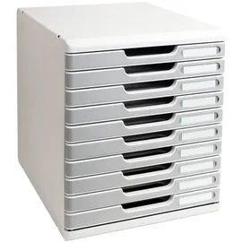Exacompta 302041D Ablagebox mit 10 Schubladen für DIN A4+ Dokumente. Belastbare Schubladenbox mit hoher Kapazität für mehr Platz auf dem Schreibtisch grau/steingrau