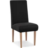 CAVADORE Esszimmerstuhl Kira / Polsterstuhl für Küche, Esszimmer oder Wohnküche / Passend zur Küchengarnitur Kira / Leichte Fleckenentfernung dank Soft Clean / 48 x 103 x 62 / Flachgewebe: Schwarz