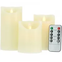 Set Mit 3 Led-kerzen Mit Flackernder Flamme Und Fernbedienung