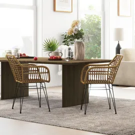 Homcom Esszimmerstuhl Rattan braun 2er Set