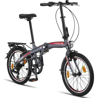 licorne bike gmbh Licorne Phoenix 20 Zoll Aluminium-Faltrad-Klapprad, Scheibenbremse, Discbremse, V-Bremse Faltfahrrad-Herren-Damen, 7 Gang Kettenschaltung - Folding City Bike, Alu-Rahmen, StVZO, Vorderlampe, Hinterlampe