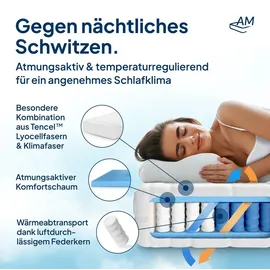 AM Qualitätsmatratzen Premium 7-Zonen Taschenfederkernmatratze 200 x 200 cm H2