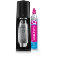 Sodastream Sprudelwassermaschine Edelstahl-Finish + 1 Flasche 1,0 l schwarz