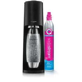 Sodastream Sprudelwassermaschine Edelstahl-Finish + 1 Flasche 1,0 l schwarz