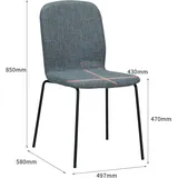 Albatros Esszimmerstühle 4er Set ENNA, grau - stapelbar, bequemer Polsterstuhl - Eleganter Küchenstuhl, Stuhl Esszimmer oder Esstisch Stuhl,