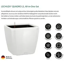 LECHUZA Quadro LS 50 Komplettset 50 x 50 x 47 cm weiß hochglanz