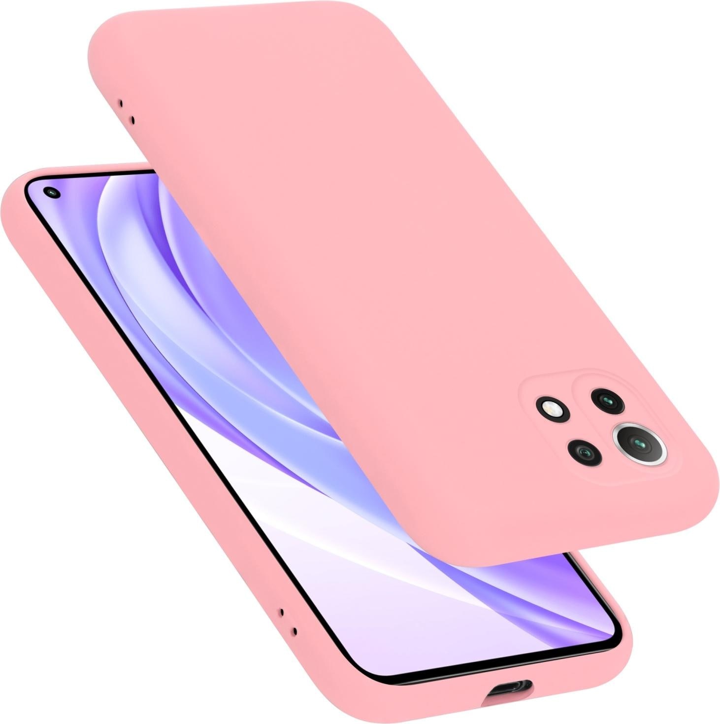 Cadorabo TPU Liquid Silicone Case Hülle für Xiaomi Mi 11 LITE (4G / 5G) / 11 LITE NE (Xiaomi 11 Lite 5G NE, Xiaomi Mi 11 Lite 5G, Xiaomi Mi 11 Lite), Smartphone Hülle, Pink
