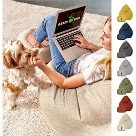 Green Bean 2er Set Indoor XXL Sitzsack + Hocker mit EPS-Perlen Füllung - Sand Creme