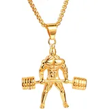 Gewichtheben Fitness Bodybuilding Herren Halsketten Anhänger für Jungen Männlich Titan Stahl Hip Hop Rock Schmuck Kreativität Geschenk