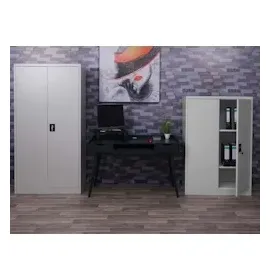 Mendler Aktenschrank HWC-H17, Stahlschrank Büroschrank, 2 Türen ~ 140x90x40cm grau