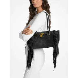 Michael Kors Hamilton Schultertasche Wildleder Schwarz