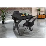 Sam Esstisch Baumkante Holz-Optik Grau 80 x 80 X-Gestell schwarz JOSY