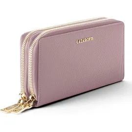 lazarotti Bologna Leather Double Zip Around Wallet Damen Geldbörse rosa