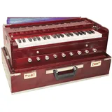 Amilav Collections Chudidaar Harmonium 9 Stopper (tragbar), Chudidaar 7 Balg, 42 Tasten, zwei Blätter (Bass-Stecker), 3 1/2 Oktave, Koppler, Harmonium mit Abdeckung (Mahagonifarbe)