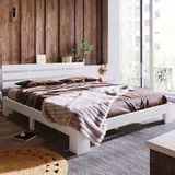 ULIFE Massivholz-Doppelbett 140 x 200 cm Weiß