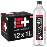 Essentia Water Abgefüllt, 99,9% rein, angereichert mit Elektrolyten für glatten Geschmack, pH 9,5 oder höher, 12 x 1 Liter Flaschen