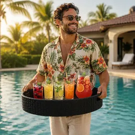 Relaxdays Schwimmendes Tablett Schwarz 20x60 cm