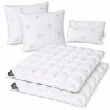 sei Design Bettset SWAN 2x Bettdecke 135x200 Kopfkissen 2x40x80 + 2x80x80 - Weiß