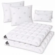sei Design Bettset SWAN 2x Bettdecke 135x200 Kopfkissen 2x40x80 + 2x80x80 - Weiß