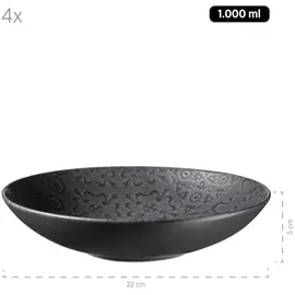 Mäser Traditional Tiles Tafelservice 12-tlg. für 4 Personen schwarz