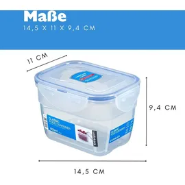 Lock & Lock Frischhaltedose rechteckig transparent 14,5 x 11 x 9,4 cm 0,8 l