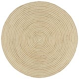 vidaXL Teppich Handgefertigt Jute mit Spiralen-Design Weiß 150 cm