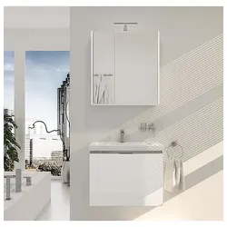 Badmöbel-Set EOLA, weiß Hochglanz, Breite 700 mm, 2 Auszüge - 93 230 90