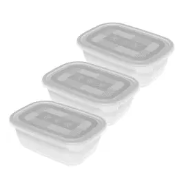 Rotho Frischhaltedose rechteckig transparent 19,5 x 13,5 x 10,0 cm 1 l 3-teiliges Set