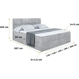 altdecor BOXBETT mit Matratze und Lattenrost, - ARDENI - 160x200 cm - H4 - Hellgrau