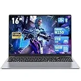 FUNYET 16-Zoll-PC Laptop, N150 Prozessor Notebook (bis zu 3,4 GHz), 16 GB RAM 1 TB SSD,Win 11 Laptop, 1920 x 1200 FHD Laptops, Computer mit beleuchteter Tastatur, 6000 mAh Notebook,WiFi 5,BT 5.0