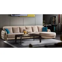 JV Möbel Ecksofa Beige Luxus Wohnlandschaft Couch Eckgarnitur - Beige