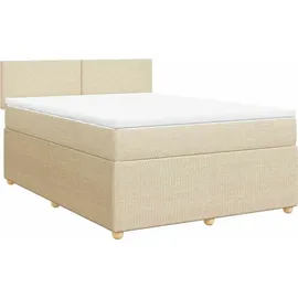 vidaXL Boxspringbett mit Matratze Creme 140x200 cm Stoff