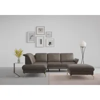 Ecksofa SIT & MORE "Fashion L-Form" Sofas Gr. B/H/T: 250cm x 84cm x 207cm, Luxus-Microfaser mit Prägung, Ottomane links, mit Kopfteilverstellung-mit Vorziehsitz, motorisch, braun wahlweise mit Kopfteilverstellung, Vorziehsitz, motorisch, Nickelfüße