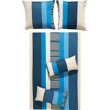 REDBEST Bettwäsche Single-Jersey blau-dunkelblau Größe 155x220 cm (80x80 cm)