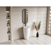Vente-unique Standwaschbecken zylindrisch - Keramik - Weiß - L50