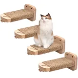 SIYUNTECH® Katzentreppe Wand(1pcs), Kletterwand Katzen, Wandliege Katzen, mit Einlage-Handwerkskunst, aus 2cm Massives Gummiholz, für Katze Klettern Spielen, Maximale Tragfähigkeit 35kg