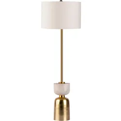 KAYOOM Stehlampe "Stehlampe Cirus 225", weiß (weiß, gold), H: 127cm, Lampen, Sockel in Material-Mix aus Marmor und Eisen, mit Stoffschirm