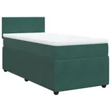 vidaXL Boxspringbett mit Matratze Dunkelgrün 100x200 cm Samt