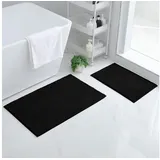 LuxusKollektion Badematte Badezimmerteppich Set 2-teilig Schwarz 40x60+50x80cm schwarz