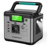 SWAREY Tragbare Powerstation, 518Wh Solargenerator, 500W(Spitze 1000W) AC Ausgang, 65W USB-C Anschluss, Stromgenerator Akku für Party Reise Camping Wohnmobil Notfall