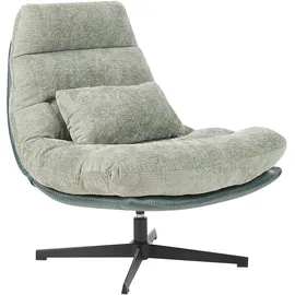 Beliani Drehsessel TOVIK Polyester 70 x 80 x 80 cm Hellgrün mit Fußstütze