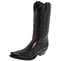 Sendra Boots Damen Herren Cowboy Stiefel 13170 Lederstiefel Schwarz Rot 43 EU - 43 EU Weit