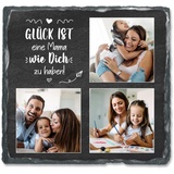 Geschenke.de Schiefertafel mit Spruch Glück ist eine Mama wie Dich zu haben zum Aufstellen, Personalisiertes Geschenk für Mütter 3 Fotos, Dekoration für Muttertag, Geburtstag & Weihnachten